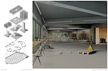 Innenraumperspektive Werkstatt/ Atelier im Sockelgeschoss von Till Watzlawik